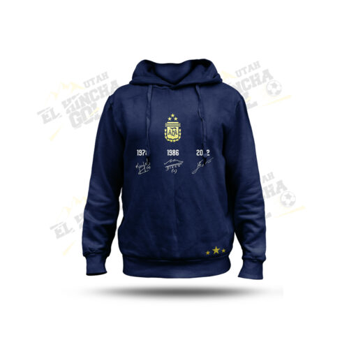 Hoodie Selección Argentina  - Autógrafo 3 Campeones del mundo - Kempes Maradona Messi