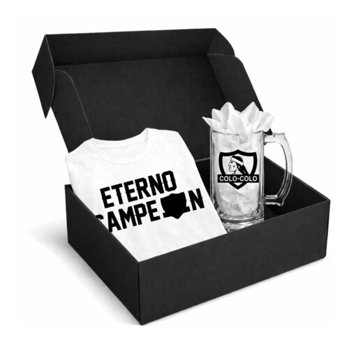 Box Colo-Colo – T-shirt Blanca + Vaso Cervecero | Eterno Campeón